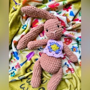 Groovy Boho Bunny Stuffie by EatPrayandCrochet | Vest included | Ready to Ship